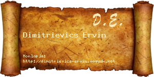 Dimitrievics Ervin névjegykártya
